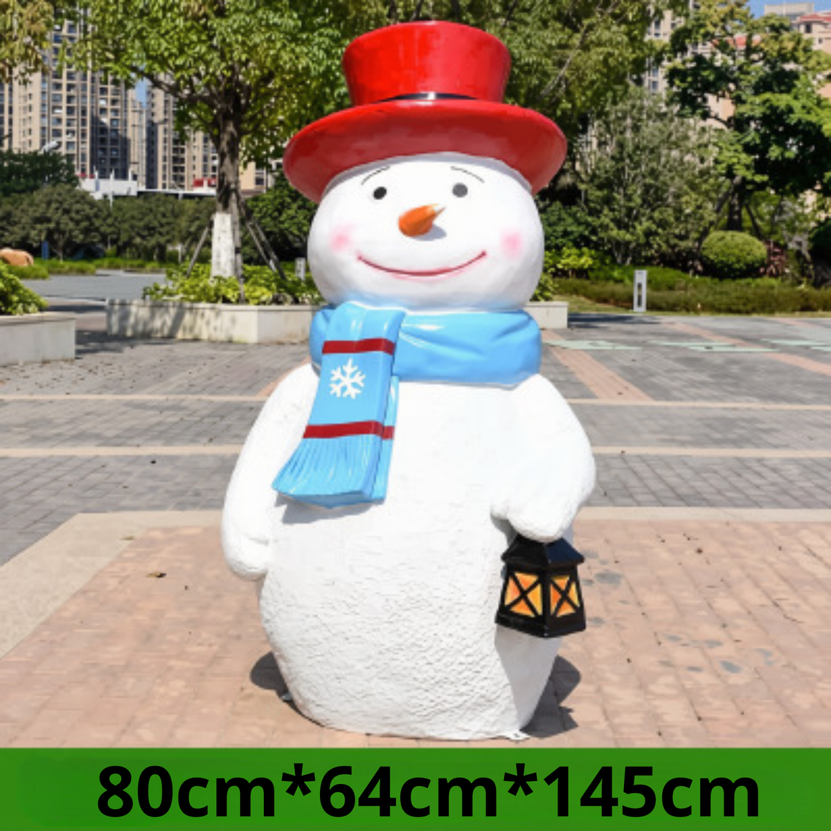 Estátua de Papai Noel em Fibra de Vidro, Boneco de Neve Decorativo Grande para Shopping