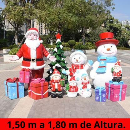 Estátua de Papai Noel em Fibra de Vidro, Boneco de Neve Decorativo Grande para Shopping