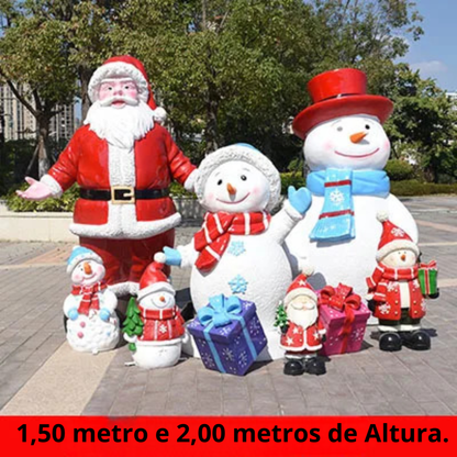 Estátua de Papai Noel em Fibra de Vidro, Boneco de Neve Decorativo Grande para Shopping