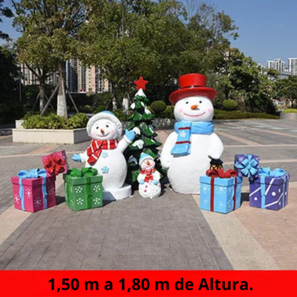 Estátua de Papai Noel em Fibra de Vidro, Boneco de Neve Decorativo Grande para Shopping