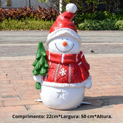 Estátua de Papai Noel em Fibra de Vidro, Boneco de Neve Decorativo Grande para Shopping