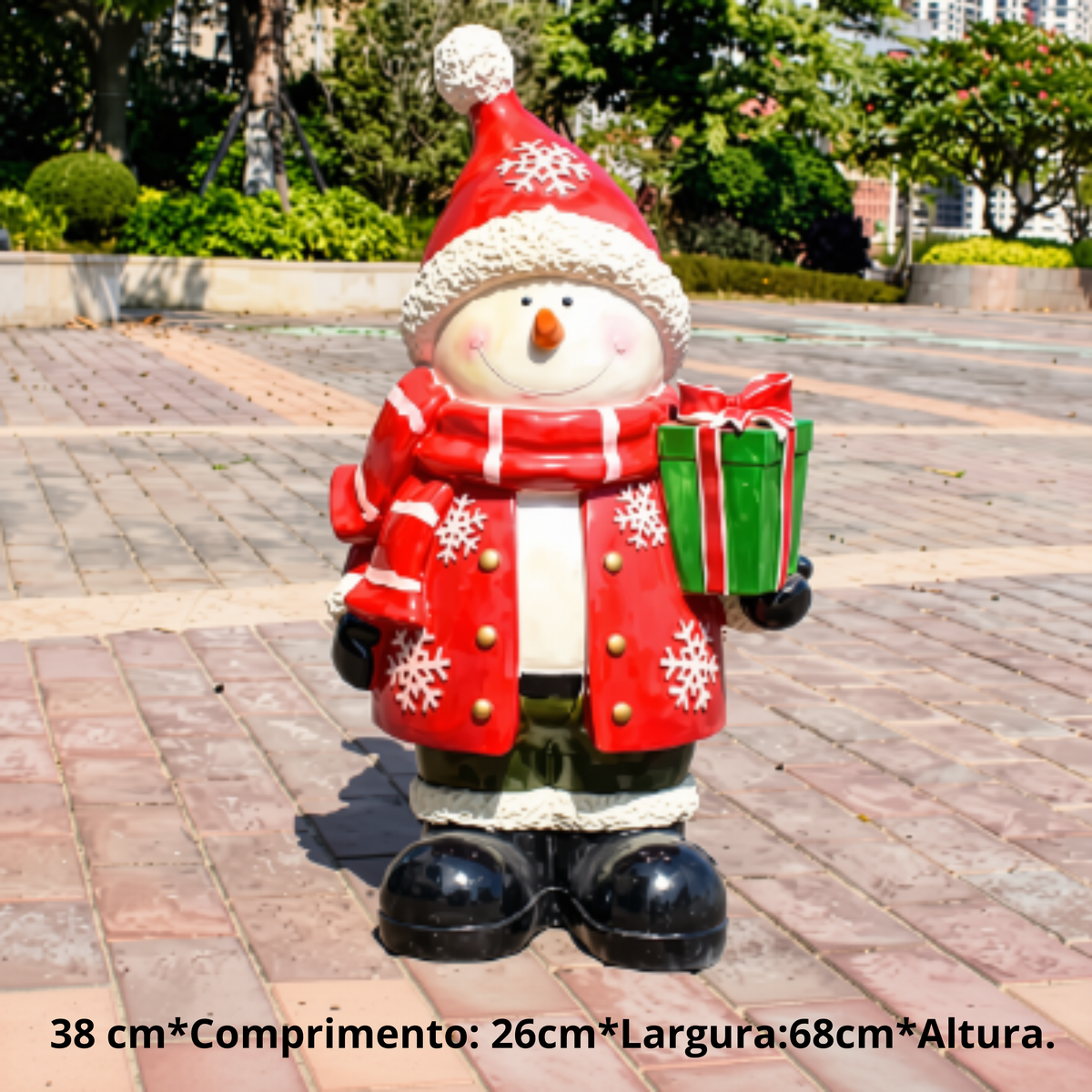Estátua de Papai Noel em Fibra de Vidro, Boneco de Neve Decorativo Grande para Shopping