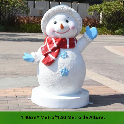 Estátua de Papai Noel em Fibra de Vidro, Boneco de Neve Decorativo Grande para Shopping