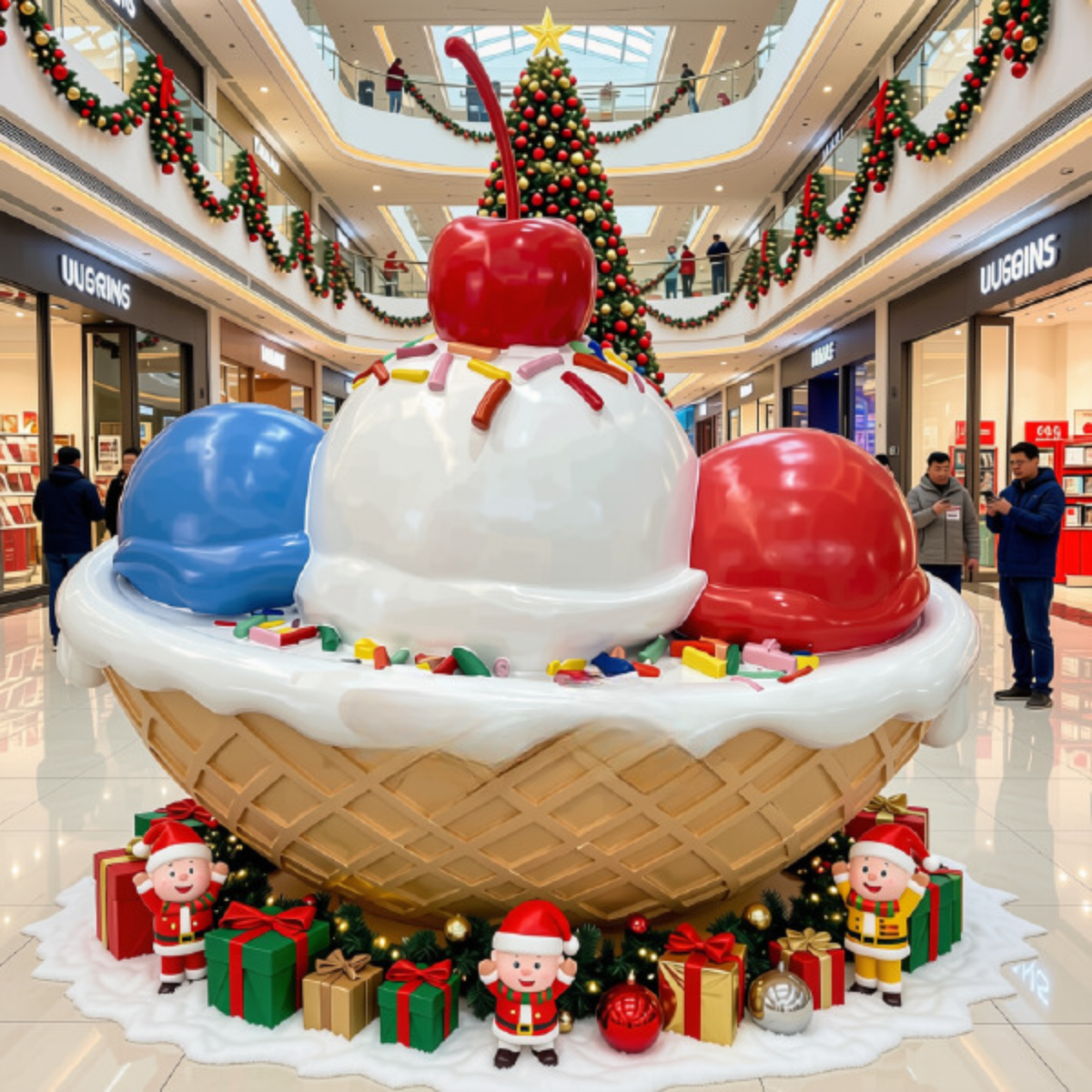 Escultura Gigante de Sorvete em Fibra de Vidro, Cenografia de Sorvete Gigante Shoppings