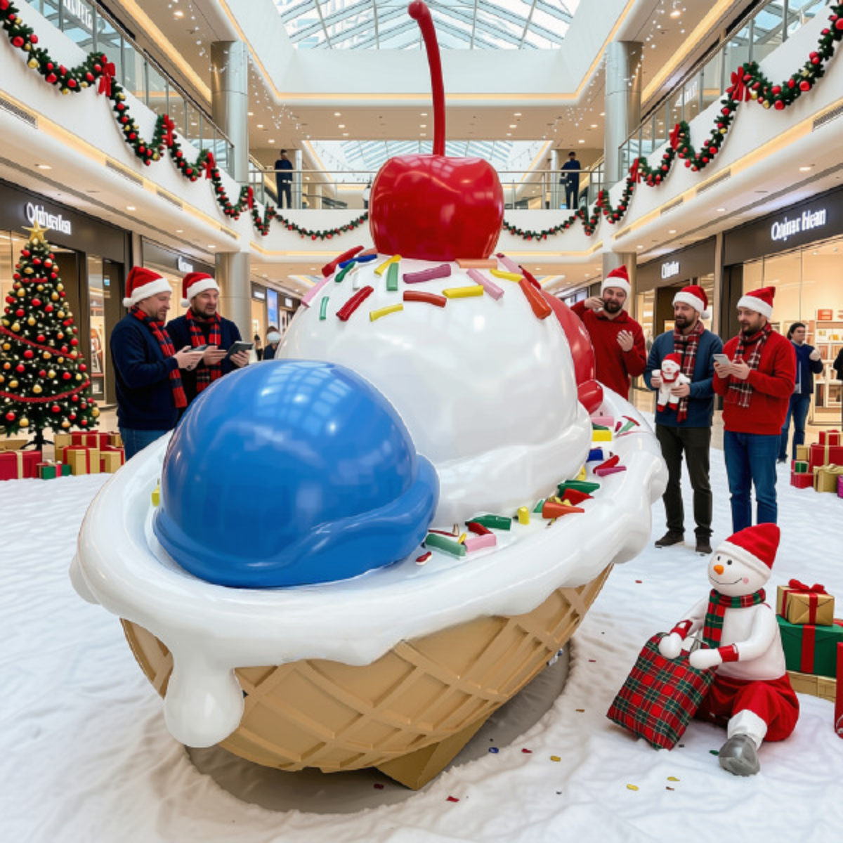 Escultura Gigante de Sorvete em Fibra de Vidro, Cenografia de Sorvete Gigante Shoppings