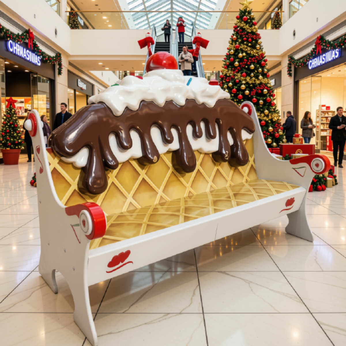 Estátua de Sorvete Natal Tamanho Real, Estátua Sorvete Resina Grande Escultura Shopping