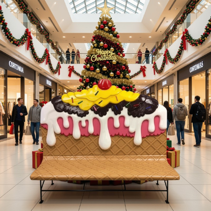 Estátua de Sorvete Natal Tamanho Real, Estátua Sorvete Resina Grande Escultura Shopping