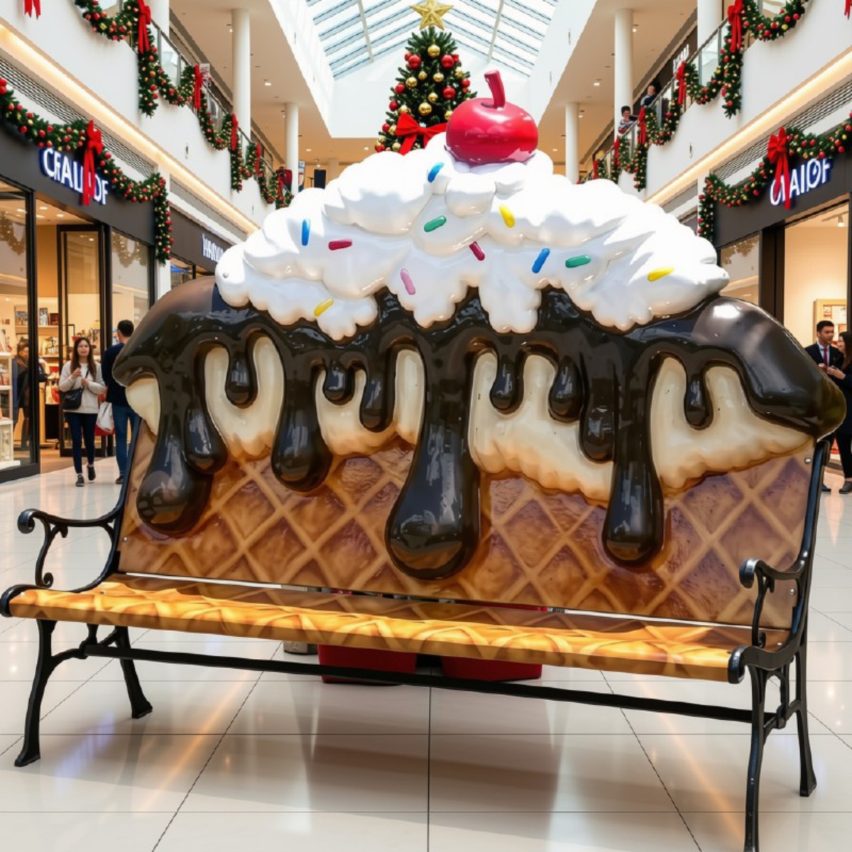 Estátua de Sorvete Natal Tamanho Real, Estátua Sorvete Resina Grande Escultura Shopping
