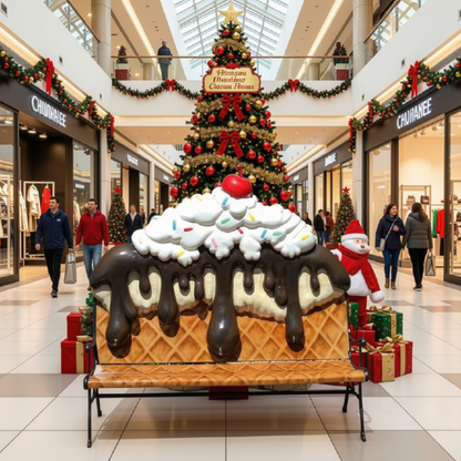 Estátua de Sorvete Natal Tamanho Real, Estátua Sorvete Resina Grande Escultura Shopping