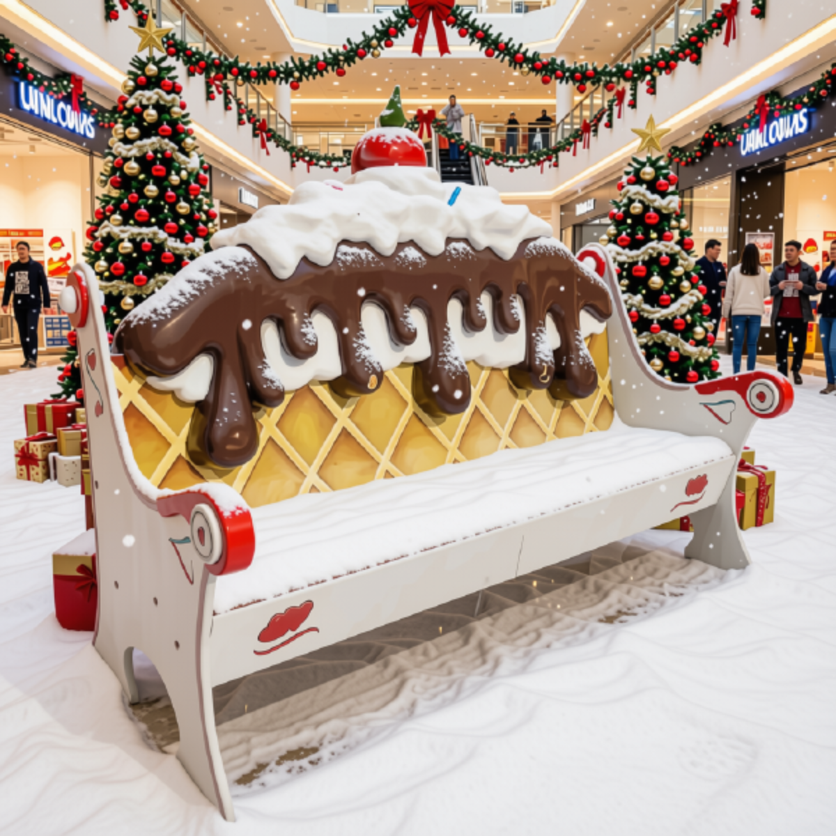 Estátua de Sorvete Natal Tamanho Real, Estátua Sorvete Resina Grande Escultura Shopping