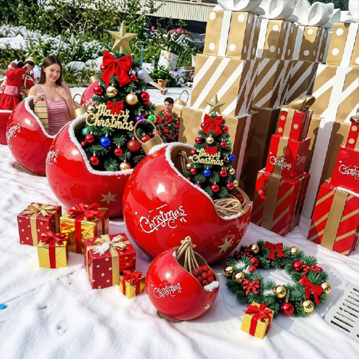 Banco Bola de Natal Gigante para Shopping Center, Poltrona Bola de Natal