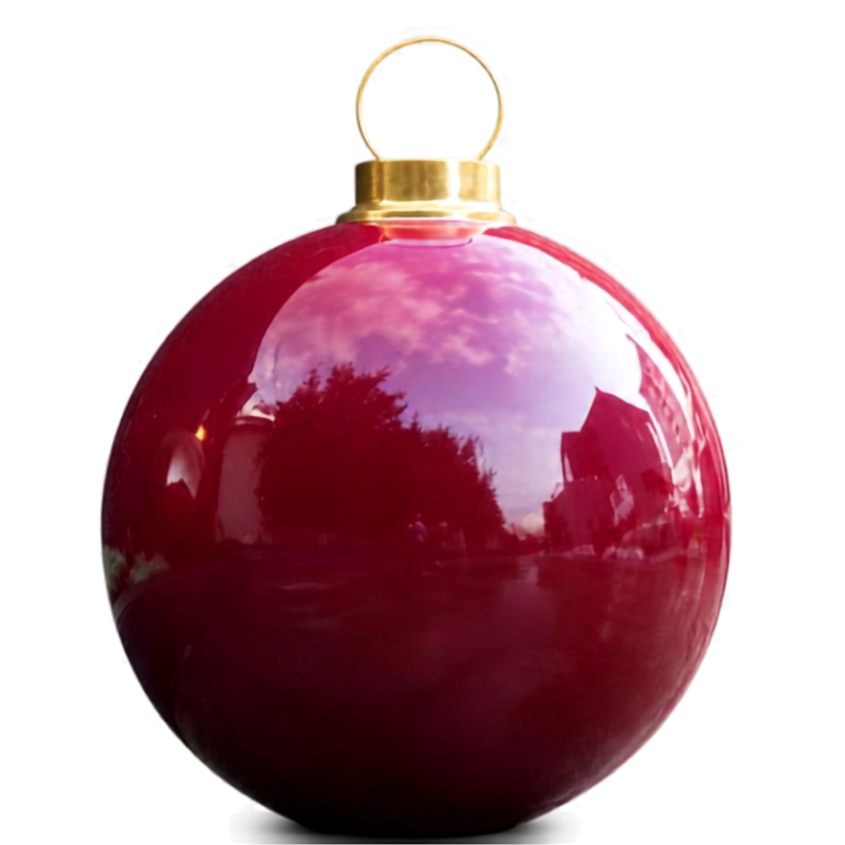 Bola de Natal Iluminada para Shopping Center, Bola de Natal em Fibra Vidro Gigante Vermelho