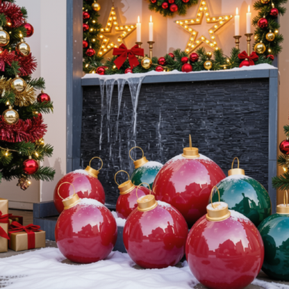 Bola de Natal Iluminada para Shopping Center, Bola de Natal em Fibra Vidro Gigante Vermelho