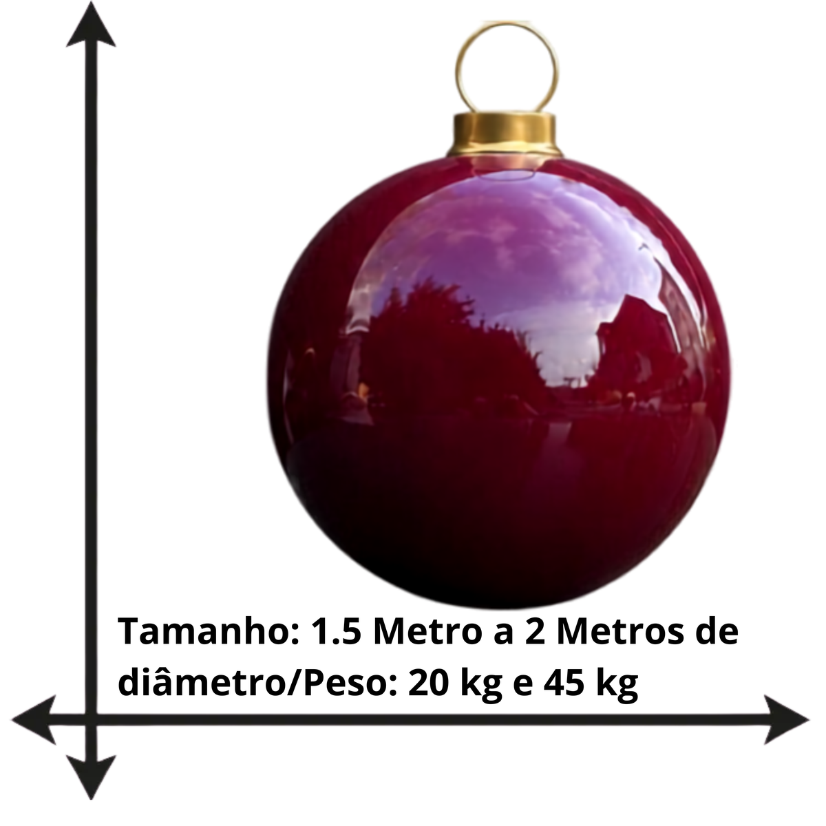 Bola de Natal Iluminada para Shopping Center, Bola de Natal em Fibra Vidro Gigante Vermelho