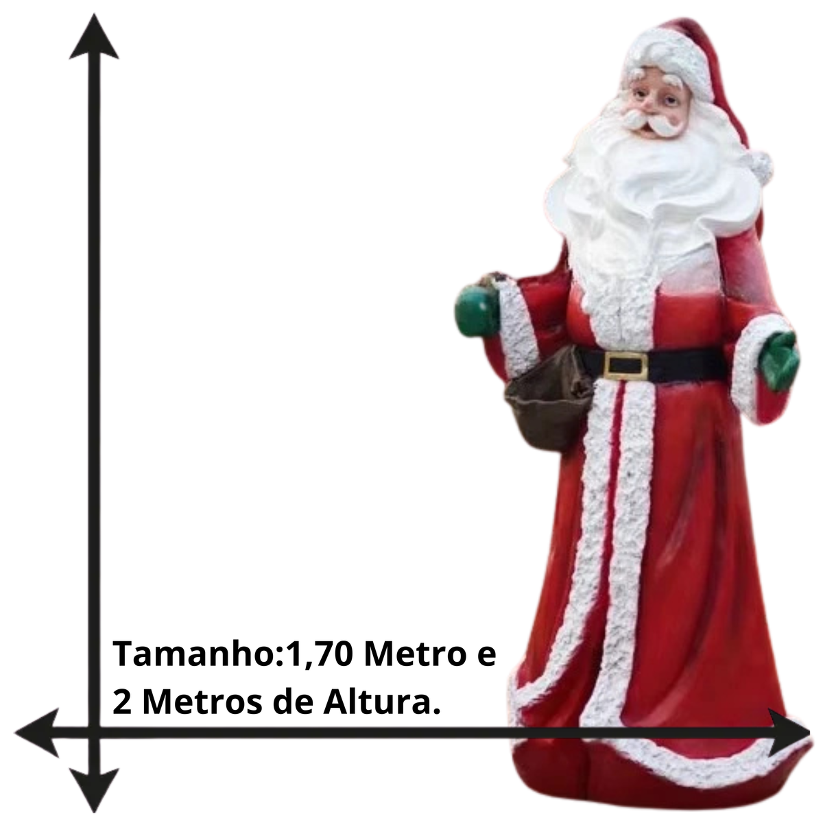 Papai Noel Gigante em Resina 1.70 Metros*2 Metros, Escultura de Natal Praças e Shoppings