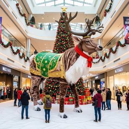Rena de Natal Realista Gigante com Som e Movimento Animatrônica Luxo 1,40m, Shopping
