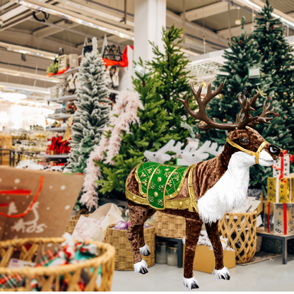 Rena de Natal Realista Gigante com Som e Movimento Animatrônica Luxo 1,40m, Shopping