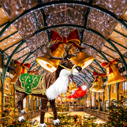Rena de Natal Realista Gigante com Som e Movimento Animatrônica Luxo 1,40m, Shopping