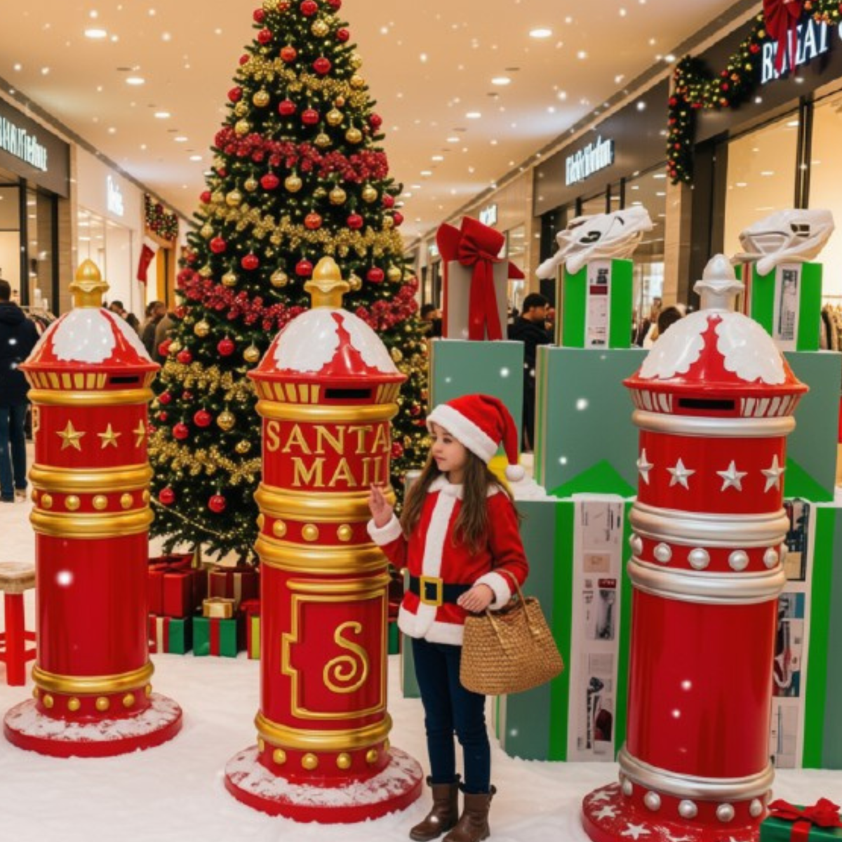 Caixa de Correio Decorativa de Papai Noel Feita de Ferro Adicionando Natalino Shopping