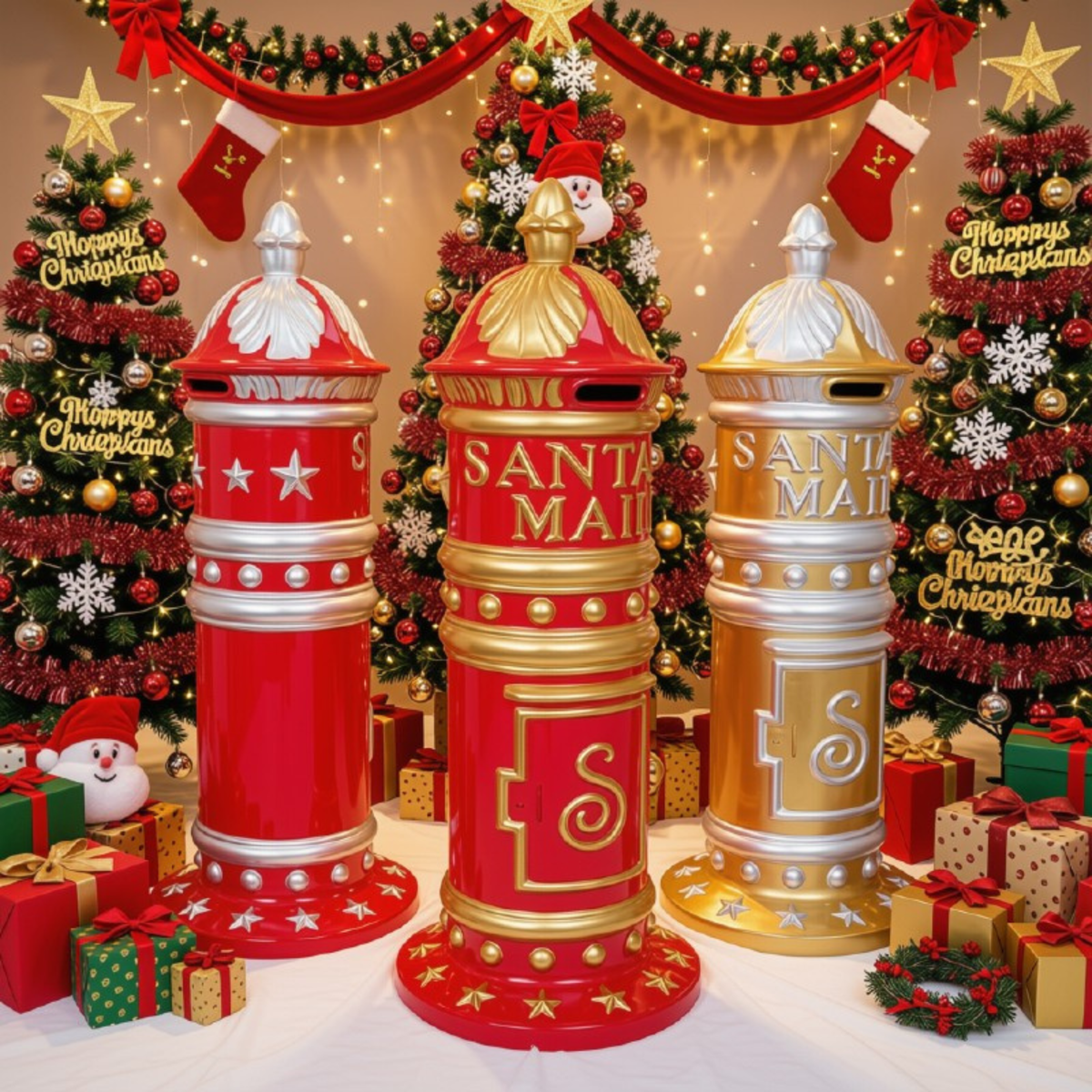 Caixa de Correio Decorativa de Papai Noel Feita de Ferro Adicionando Natalino Shopping
