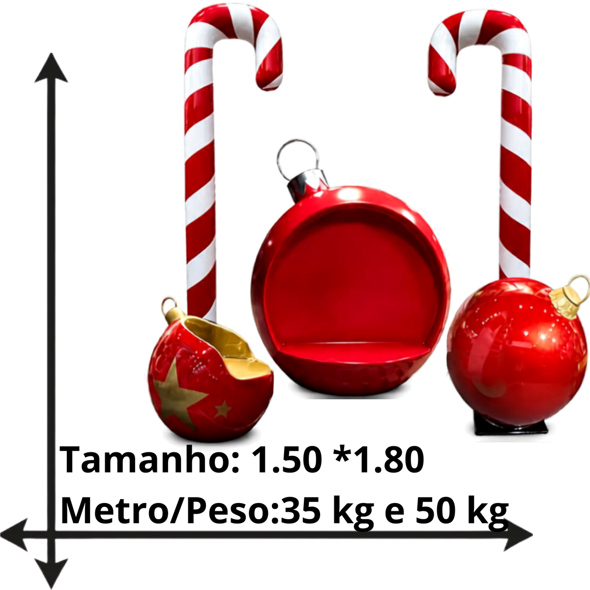 Decorações de Natal Comerciais de Exterior em Fibra de Vidro, Bolas Natal Gigantes Assento