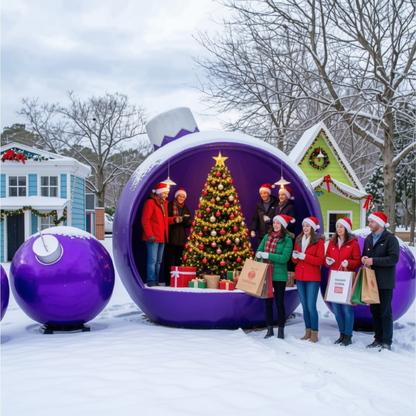 Decorações de Natal Comerciais de Exterior em Fibra de Vidro, Bolas Natal Gigantes Assento