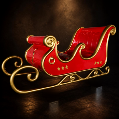 Decoração de Natal de Trenó de Papai Noel, Vermelho e Trenó Gigante de Natal Shopping