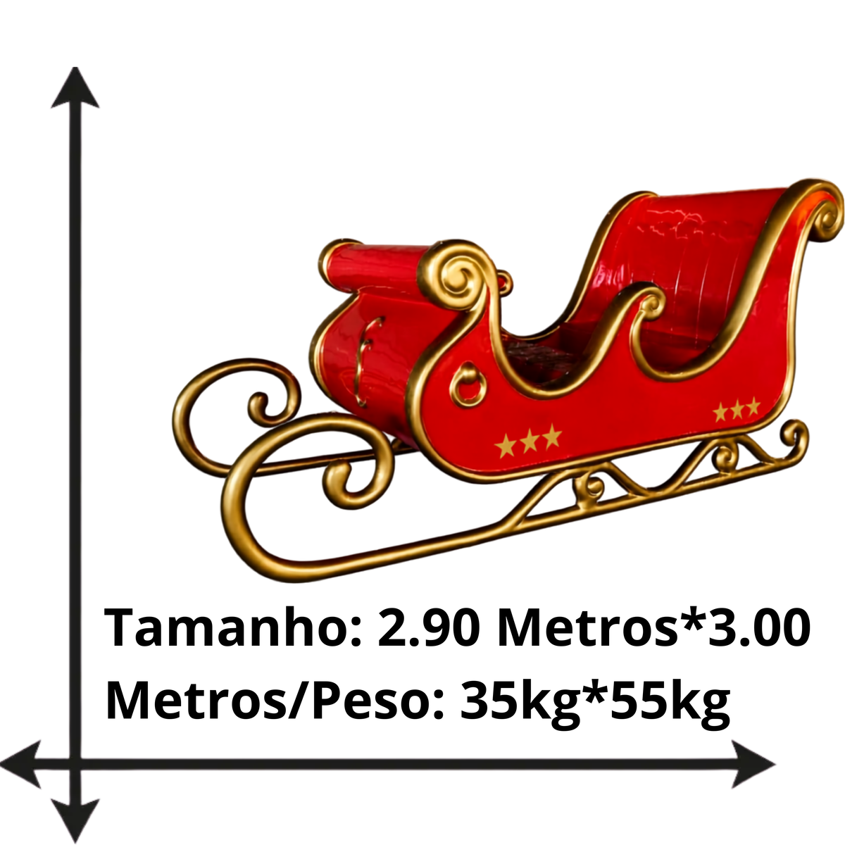 Decoração de Natal de Trenó de Papai Noel, Vermelho e Trenó Gigante de Natal Shopping