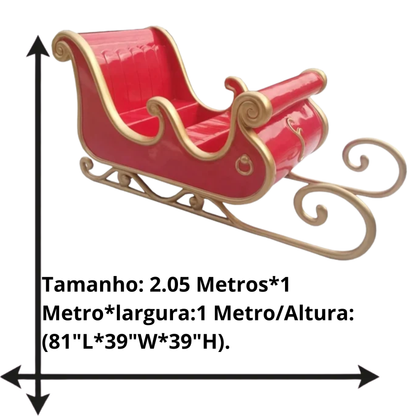 Trenó do Papai Noel Gigante Cenográfico (Branco e Dourado) Shopping Center