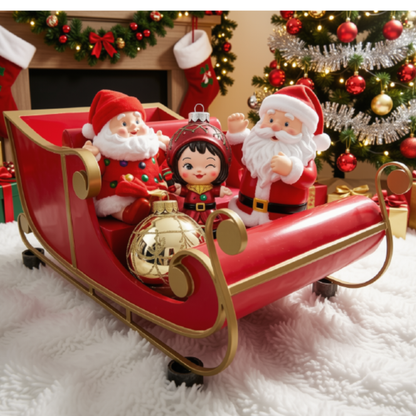 Trenó do Papai Noel Gigante Cenográfico (Branco e Dourado) Shopping Center