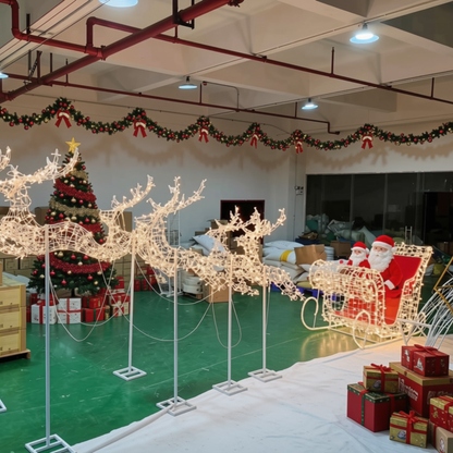 Trenó Iluminado com Detalhes à Direita Escultura 3D Natalina LED para Shopping Center
