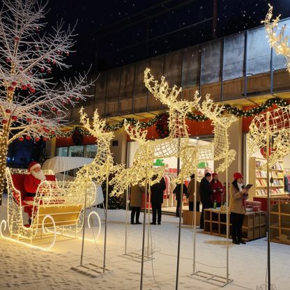 Trenó Iluminado com Detalhes à Direita Escultura 3D Natalina LED para Shopping Center