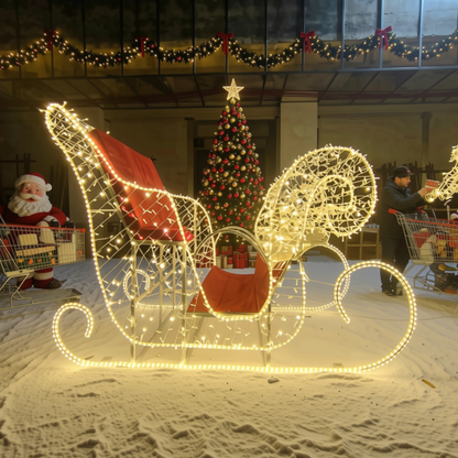 Trenó Iluminado com Detalhes à Direita Escultura 3D Natalina LED para Shopping Center