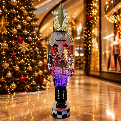 Boneco Soldado Quebra-Nozes Shopping Iluminado Natal Luz LED 1.82 Metro/Largura:72cm