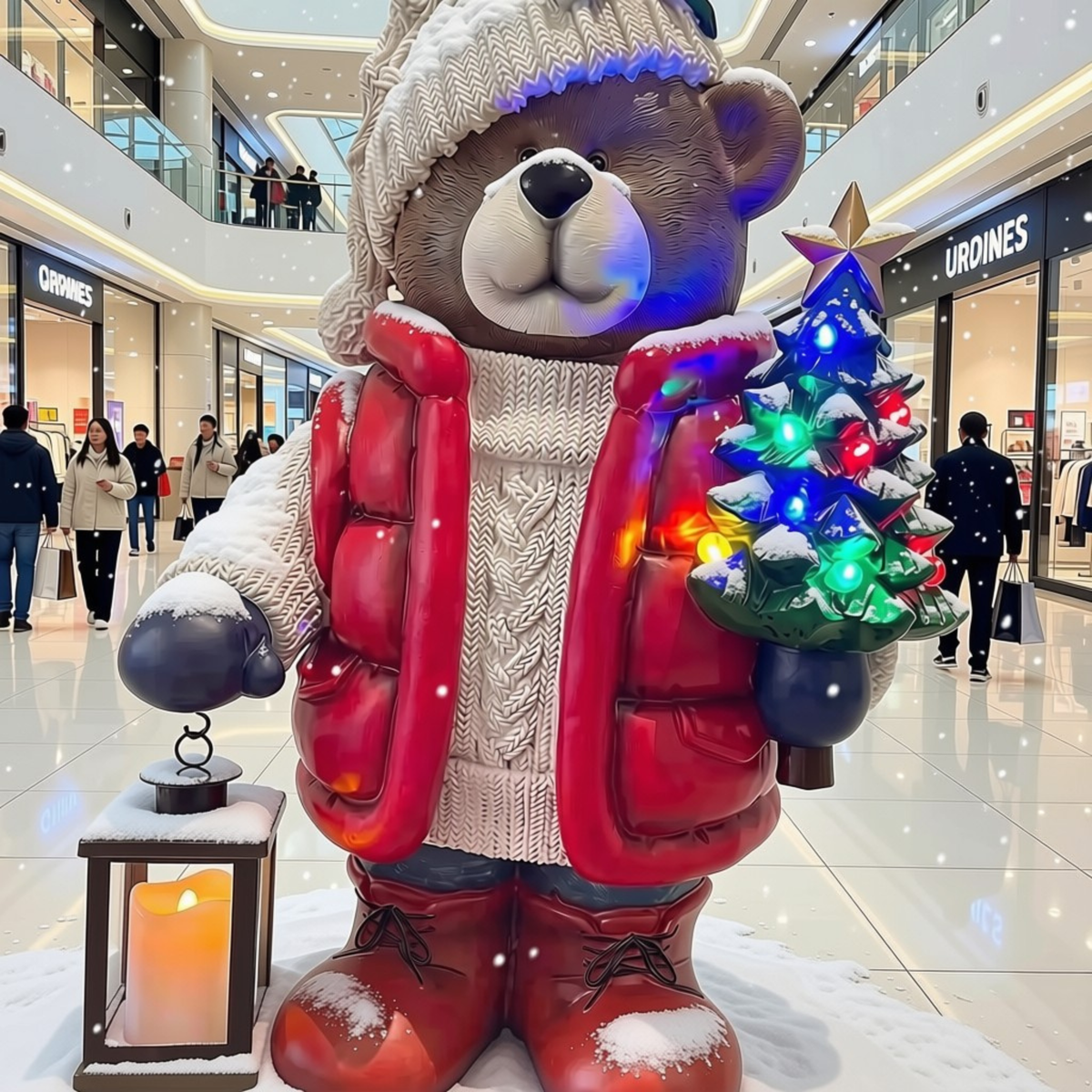Urso com Árvore de Natal e Luz Iluminação: 10 Diodos LED Coloridos Árvore Iluminada
