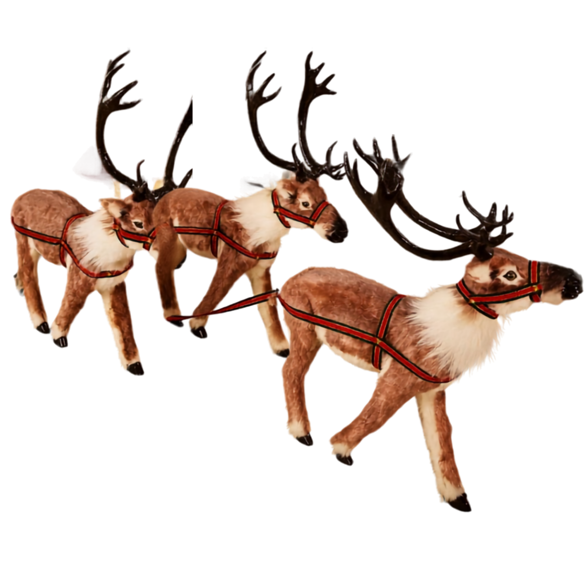 Kit com 3 Renas de Natal Realistas para Trenó, Escultura Natalina LED para Shopping Center
