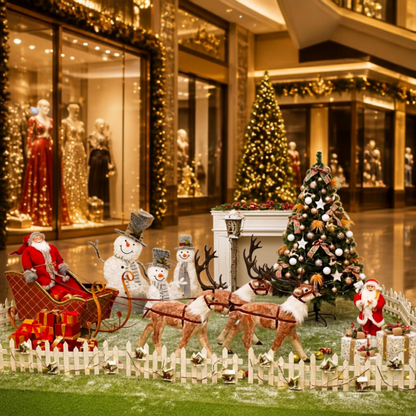 Kit com 3 Renas de Natal Realistas para Trenó, Escultura Natalina LED para Shopping Center