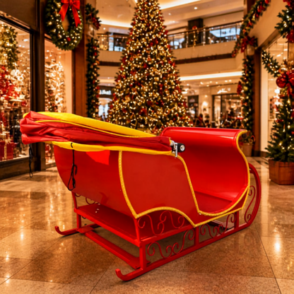 Trenó do Papai Noel Gigante em Fibra de Vidro, Trenó do Papai Noel Branco: 4 Pessoas