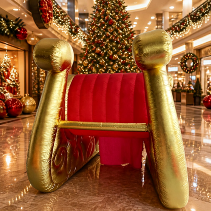 Trenó do Papai Noel Inflável Gigante com Luxo - Decoração Natalina Comercial 6 Metros