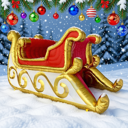 Trenó do Papai Noel Inflável Gigante com Luxo - Decoração Natalina Comercial 6 Metros