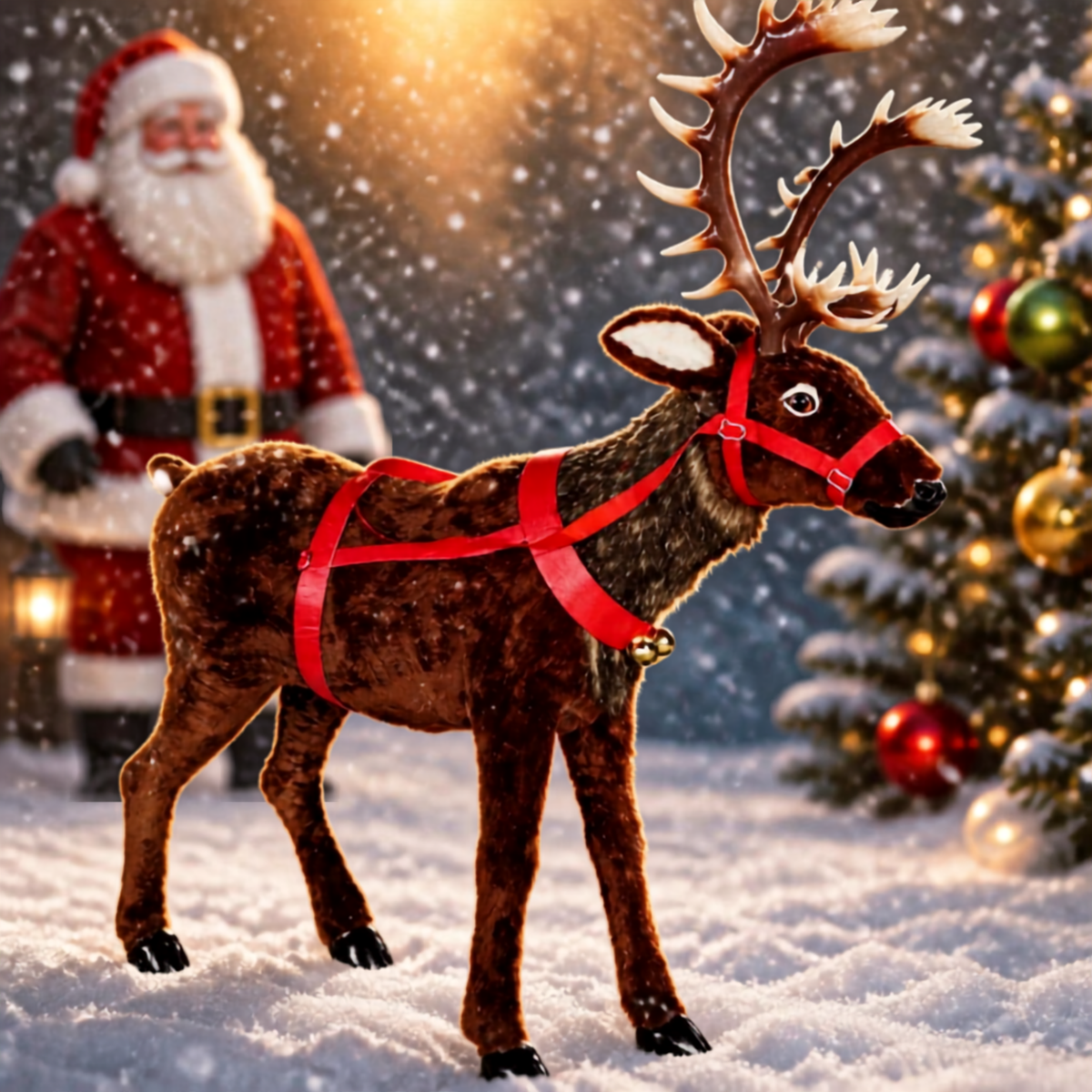 Rena Natal Realista Natalina Gigante Movimenta Cabeça 1.40 Metros Enfeite Luxo Shopping