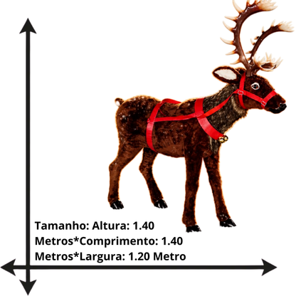 Rena Natal Realista Natalina Gigante Movimenta Cabeça 1.40 Metros Enfeite Luxo Shopping