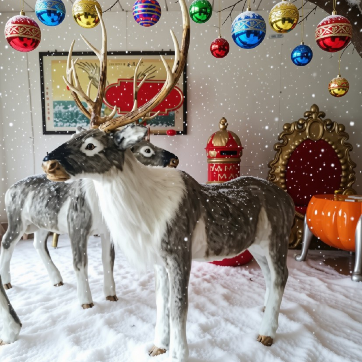 Rena Natal Realista Natalina Gigante Movimenta Cabeça 1.40 Metros Enfeite Luxo Shopping