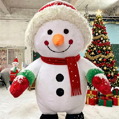 Fantasia Inflável Papai Noel Pelúcia e Raje Inflável Boneco de Neve Adulto