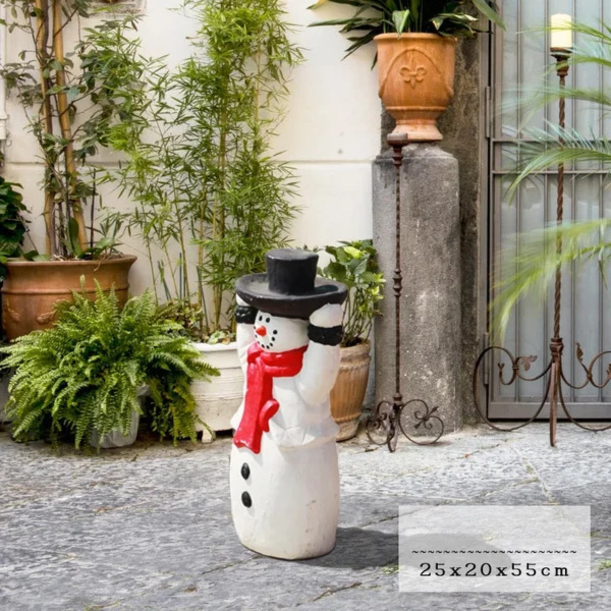 Kit Estátua de Papai Noel e Boneco de Neve em Fibra de Vidro e Decoração Natal Shopping