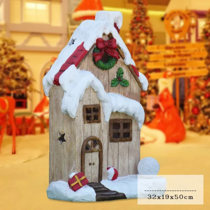 Kit Estátua de Papai Noel e Boneco de Neve em Fibra de Vidro e Decoração Natal Shopping