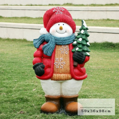 Kit Estátua de Papai Noel e Boneco de Neve em Fibra de Vidro e Decoração Natal Shopping