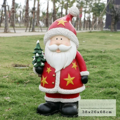 Kit Estátua de Papai Noel e Boneco de Neve em Fibra de Vidro e Decoração Natal Shopping