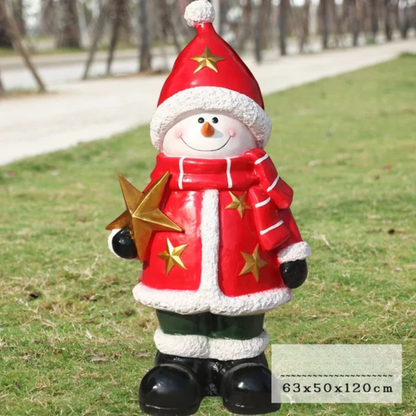 Kit Estátua de Papai Noel e Boneco de Neve em Fibra de Vidro e Decoração Natal Shopping