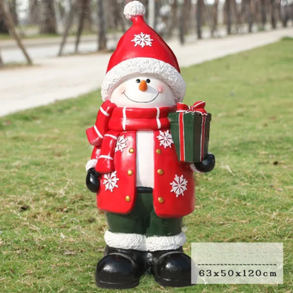 Kit Estátua de Papai Noel e Boneco de Neve em Fibra de Vidro e Decoração Natal Shopping